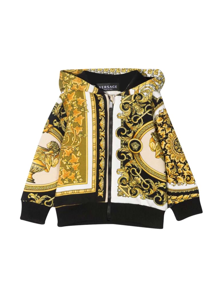 Young Versace Baroque Print Hoodie - Bianco/oro