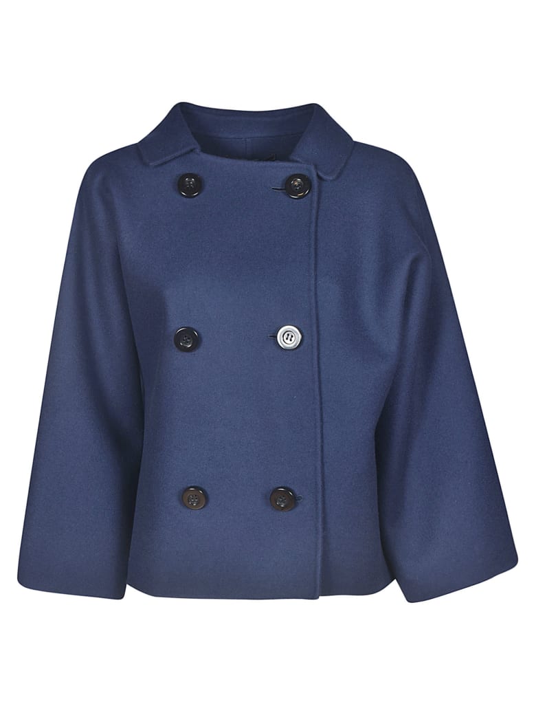 Sofie d'Hoore Double-breasted Cropped Coat - Blue/Black