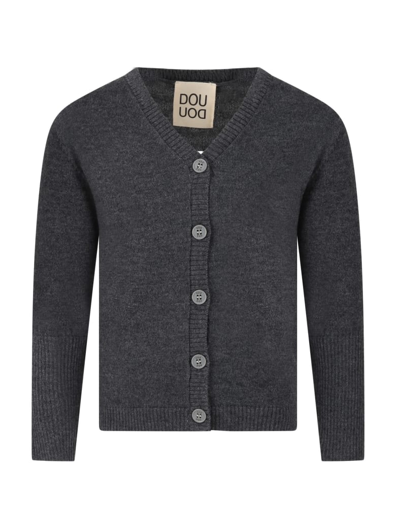 Douuod Grey Cardigan For Kids - Grey