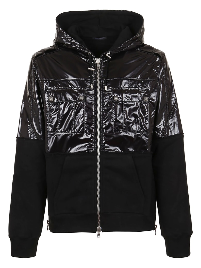 Balmain Balmain Side Zipped Mix Down Jacket/hoodie - Pa Noir - 11036221 ...