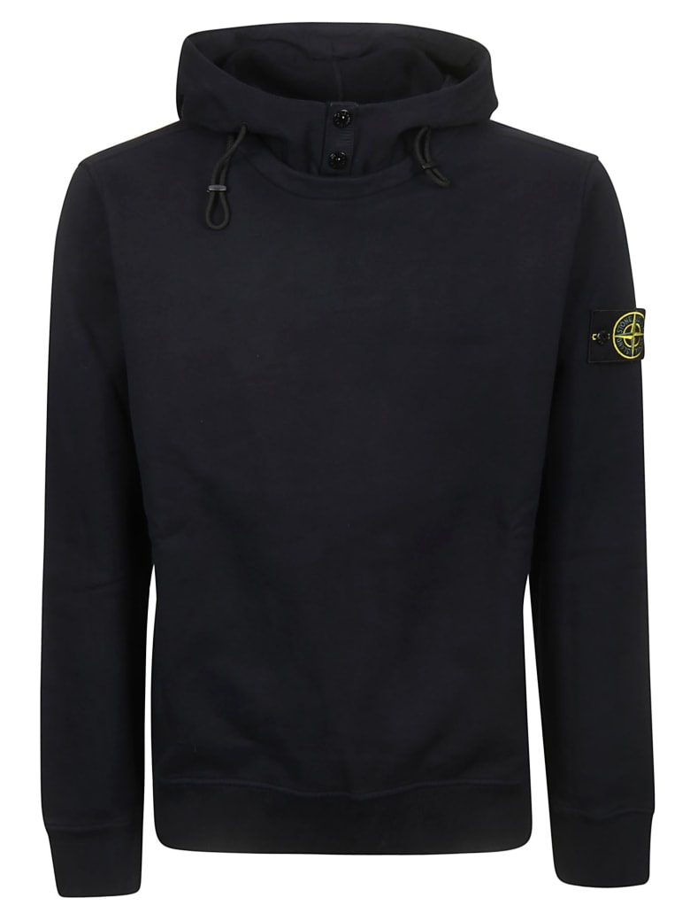 stone island logo patch hoodie