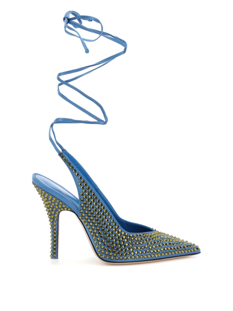 The Attico Wrap Around Slingback Pumps With Venus Crystals - Azzurro