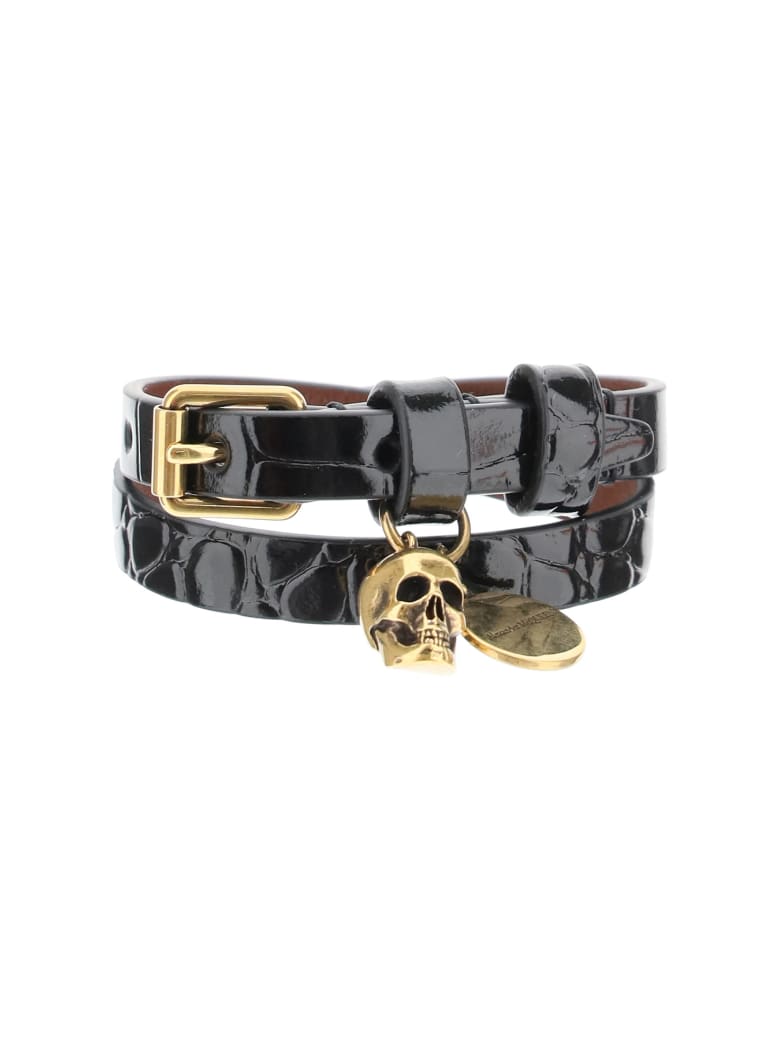 Alexander McQueen Double Wrap Skull Bracelet - Black