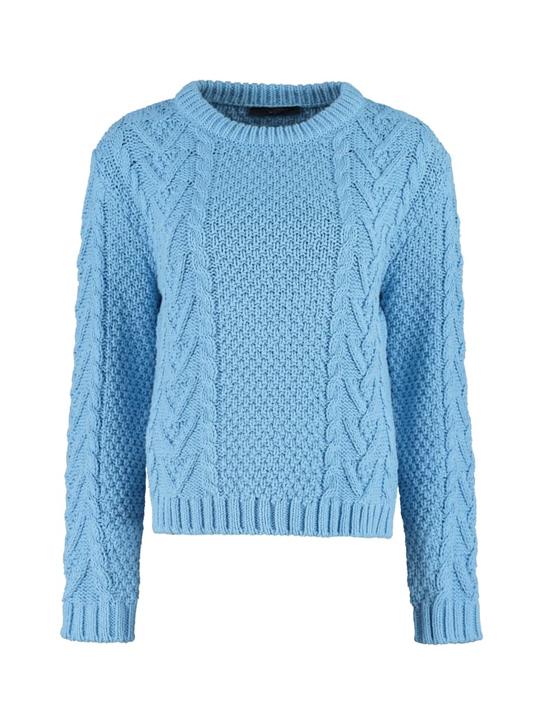 Weekend Max Mara Sagoma Cable Knit Sweater - Blue