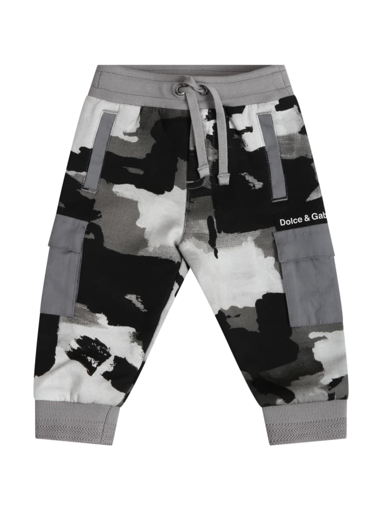 Dolce & Gabbana Multicolor Sweatpants For Babyboy With Logo - NEUTRALS/BLACK