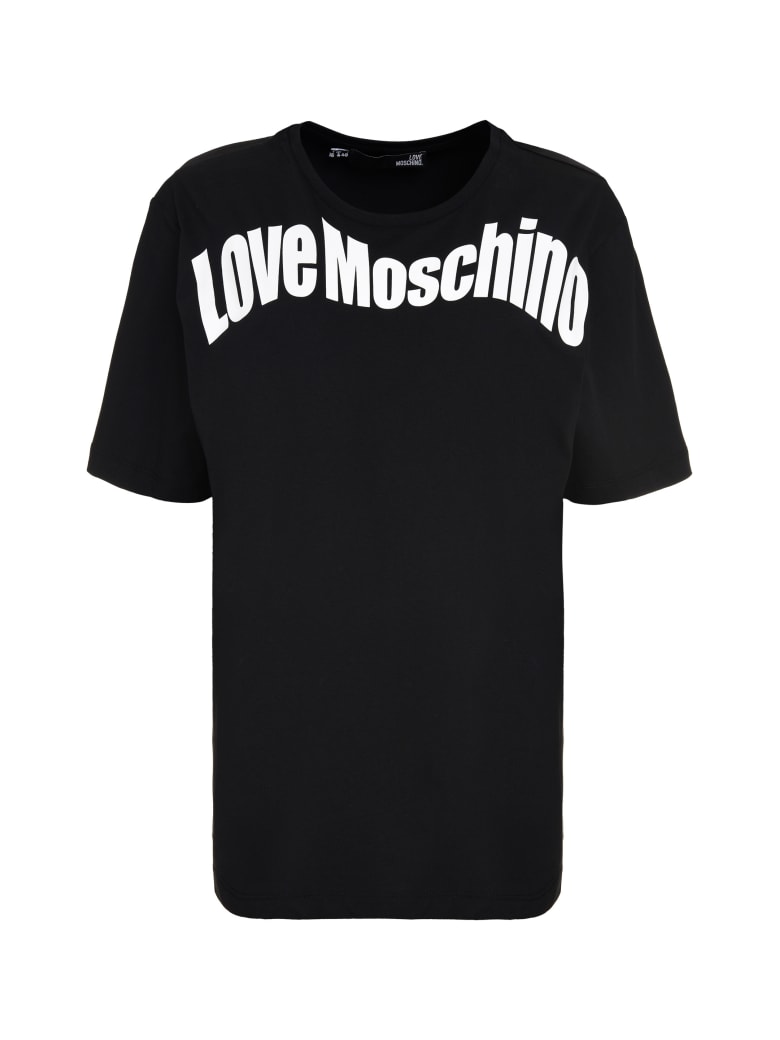 Love Moschino Logo Print Cotton T-shirt - black