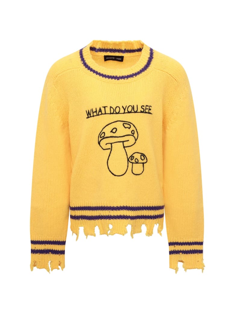 Riccardo Comi Yellow Sweater With Black Mushrooms - Yellow