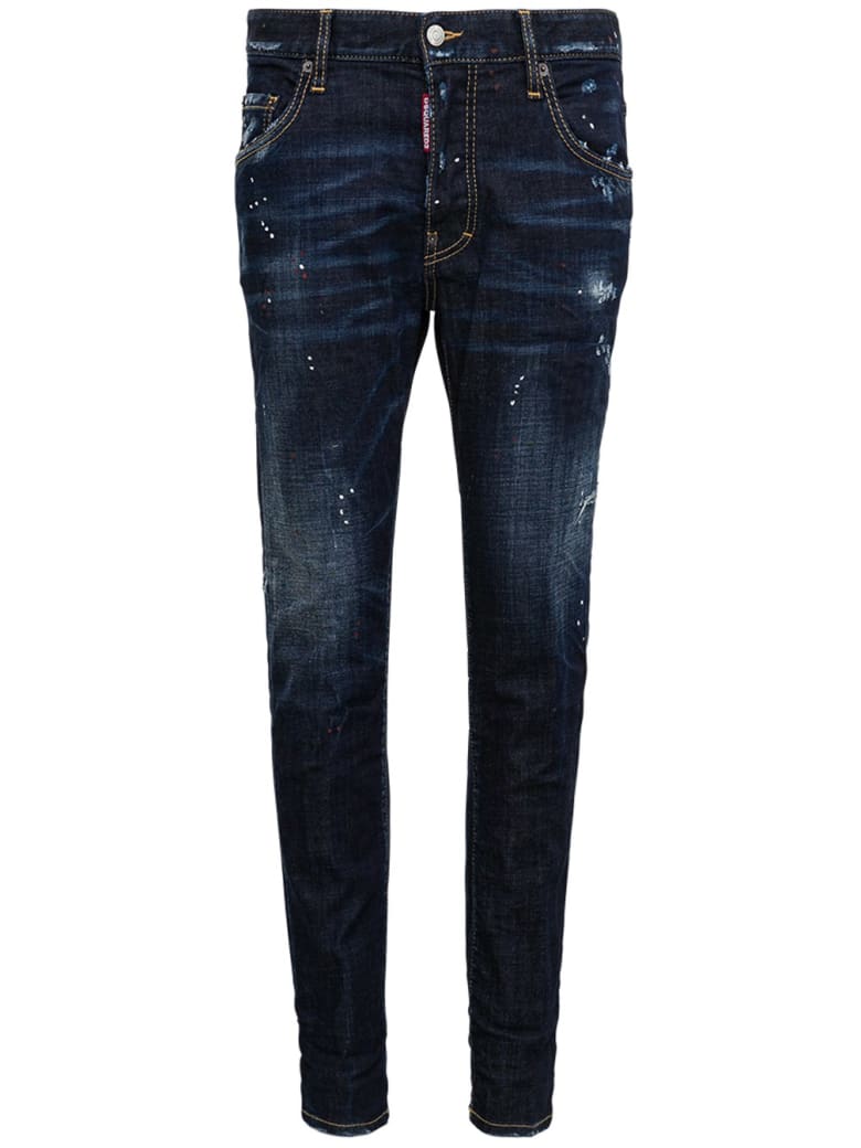 Dsquared2 Denim Jeans With Color Splash Detail - Blu