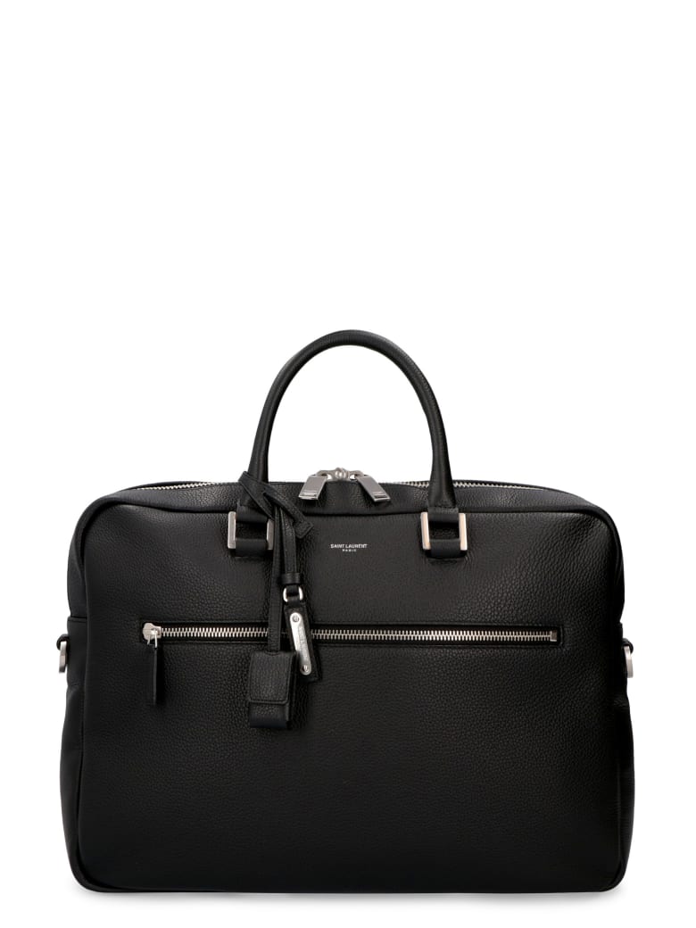 Saint Laurent Leather Briefcase - black