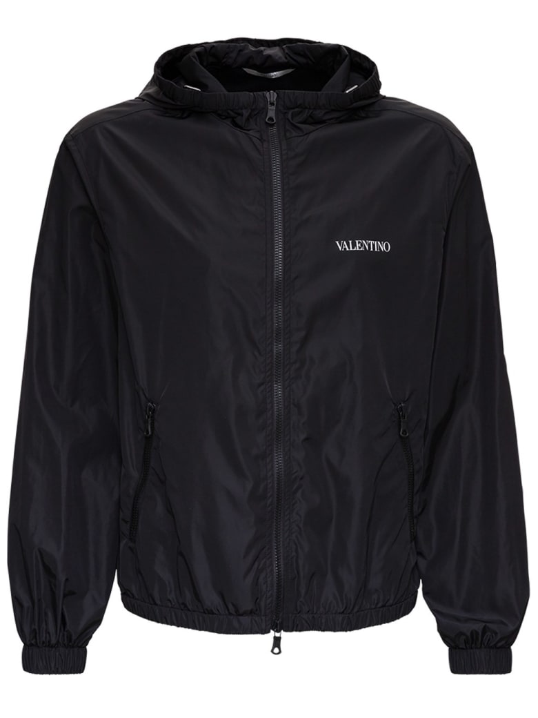 Valentino Windbreaker In Black Nylon With Logo | italist