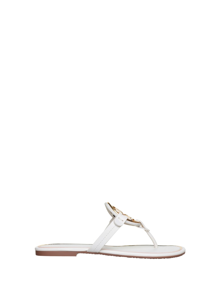 white and gold tory burch sandals