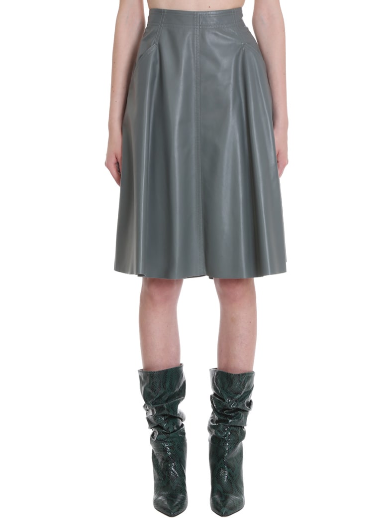 DROMe Skirt In Grey Leather - grey