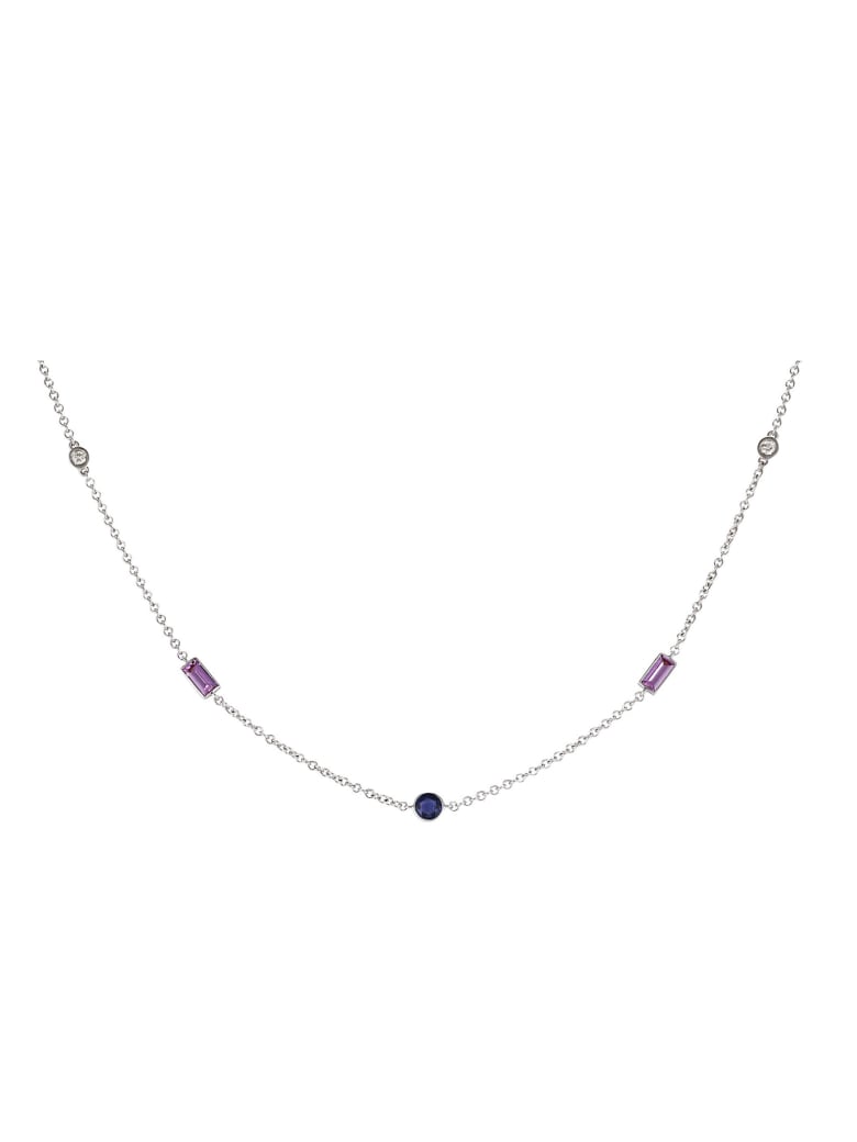 Lo Spazio Jewelry Lo Spazio Blue , Pink Sapphire and Diamond Necklace - Blue_Pink