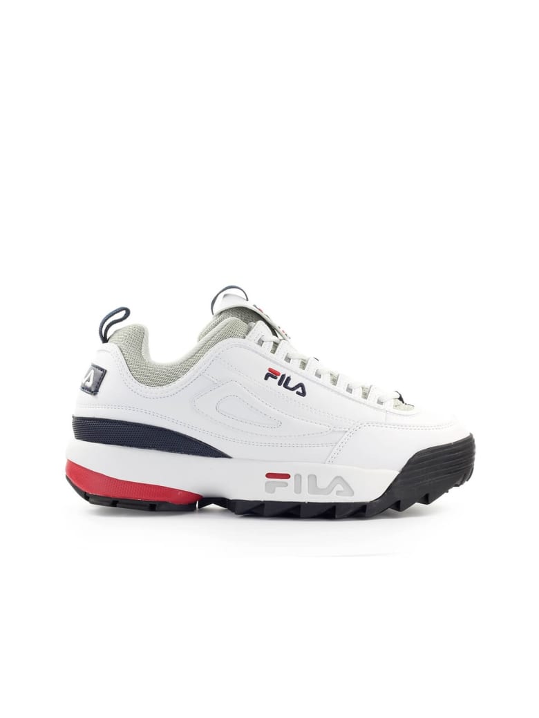 fila disruptor white blue and red