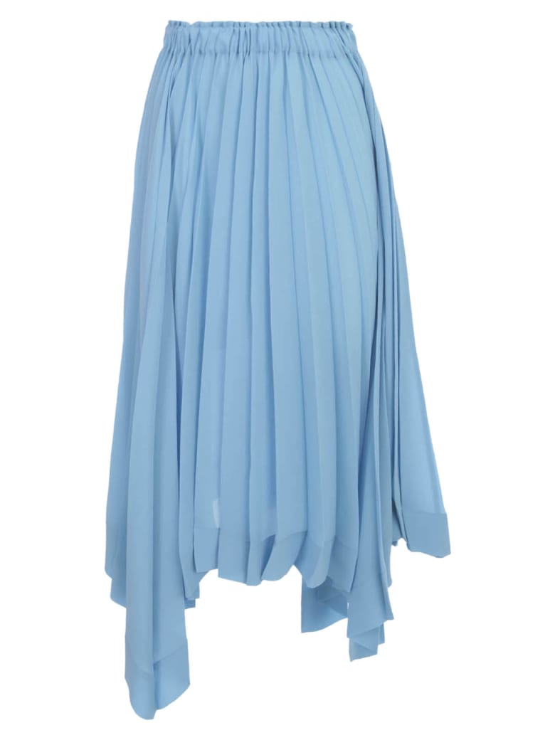 Issey Miyake Pleated Skirt A Line Elastic Waist - Light Blue