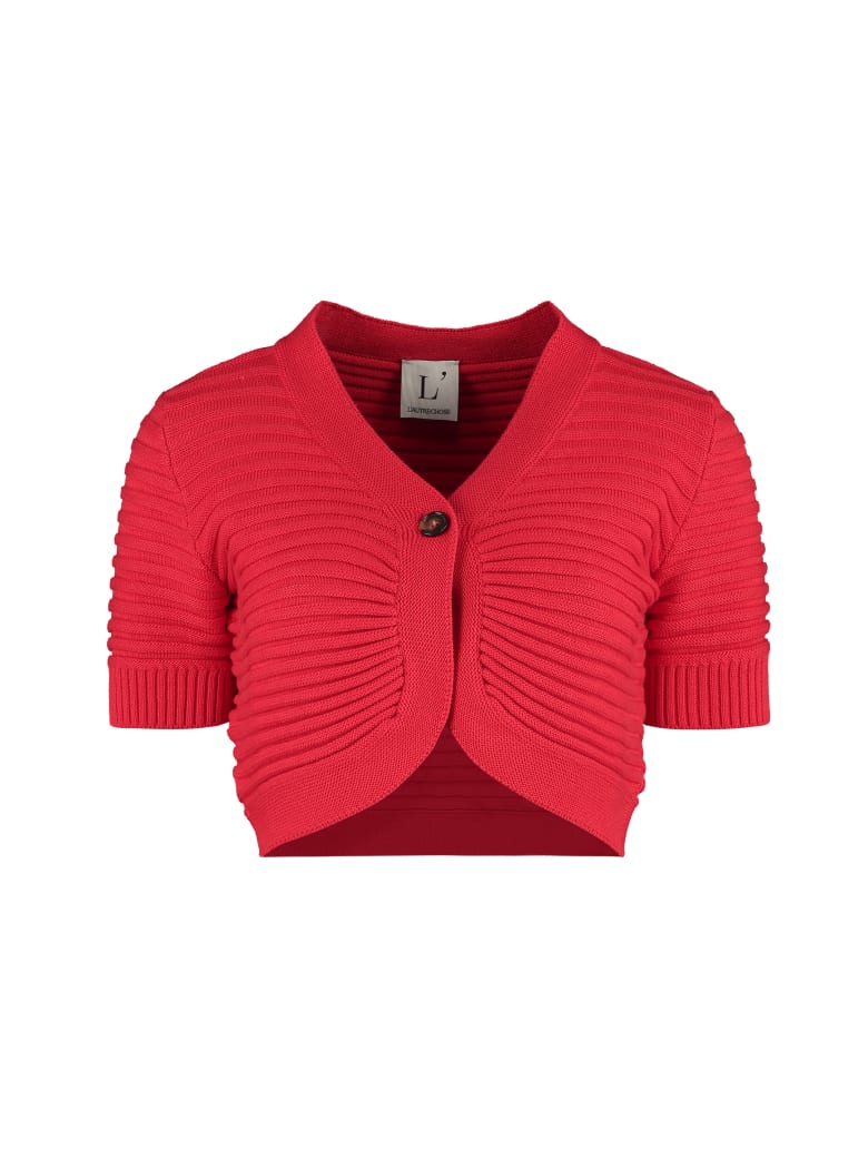 L'Autre Chose Cropped Rib-knit Cardigan - red