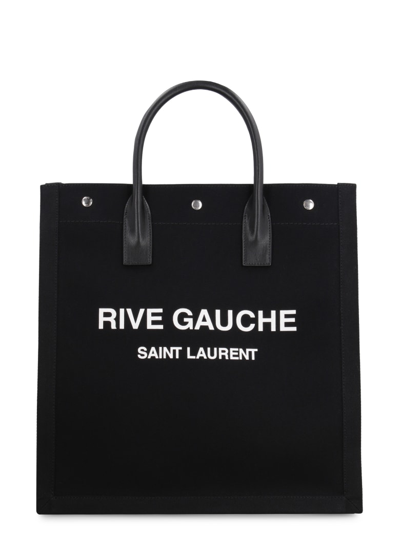 Saint Laurent Rive Gauche Canvas Tote Bag - black