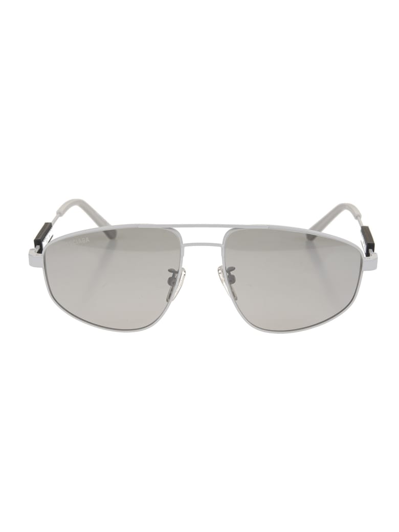 Balenciaga Silver Woman Tag Pilot Sunglasses - Light grey