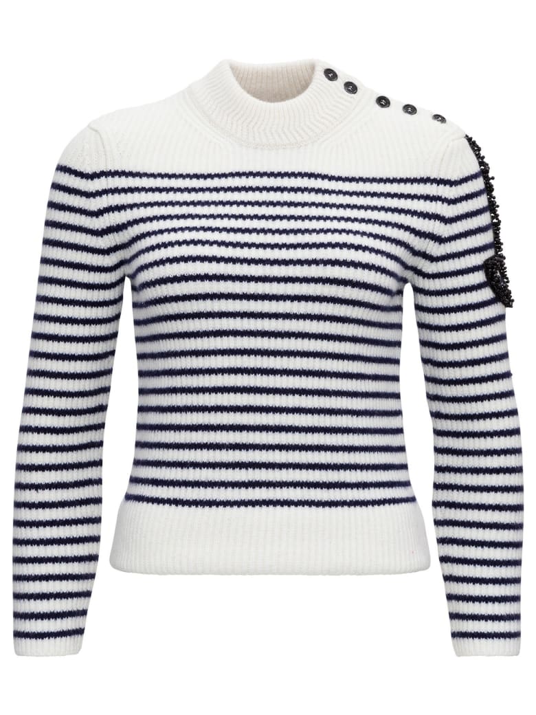 Patou Sweater With Side Logo Detail - White/black