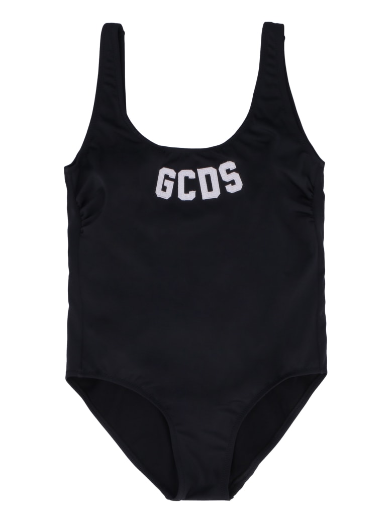GCDS One-piece Swimsuit With Logo - black