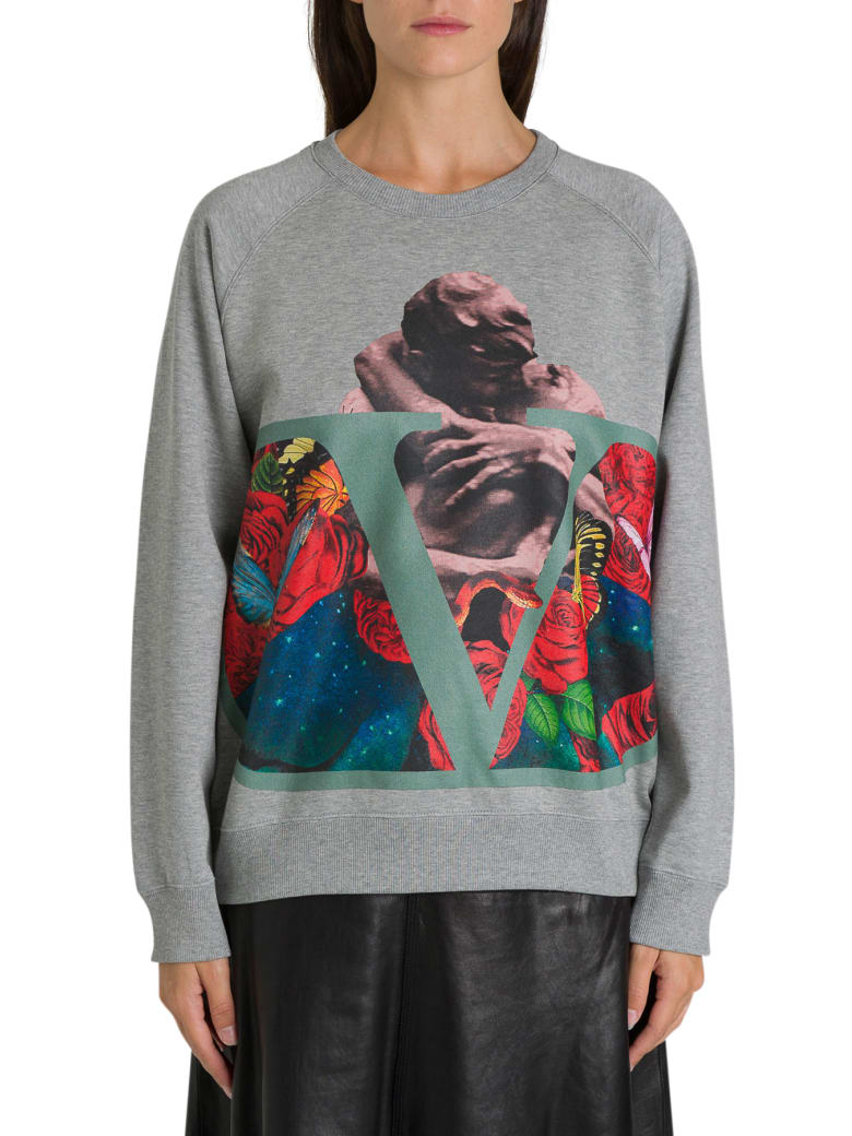 パーカー・フーディ VALENTINO SS25 Valentino Garavani hoodie (V3MF28NAPJ A03) Valentino hoodie with metallic V Detail Valentino Garavani