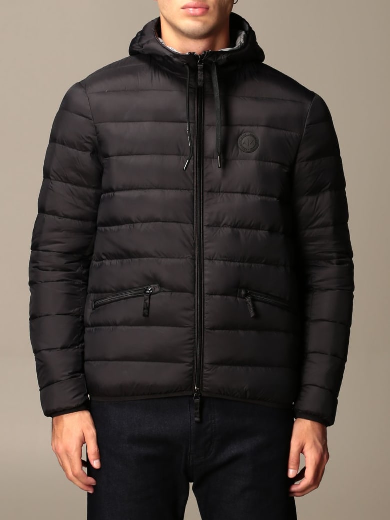 armani exchange hooded down jacket black