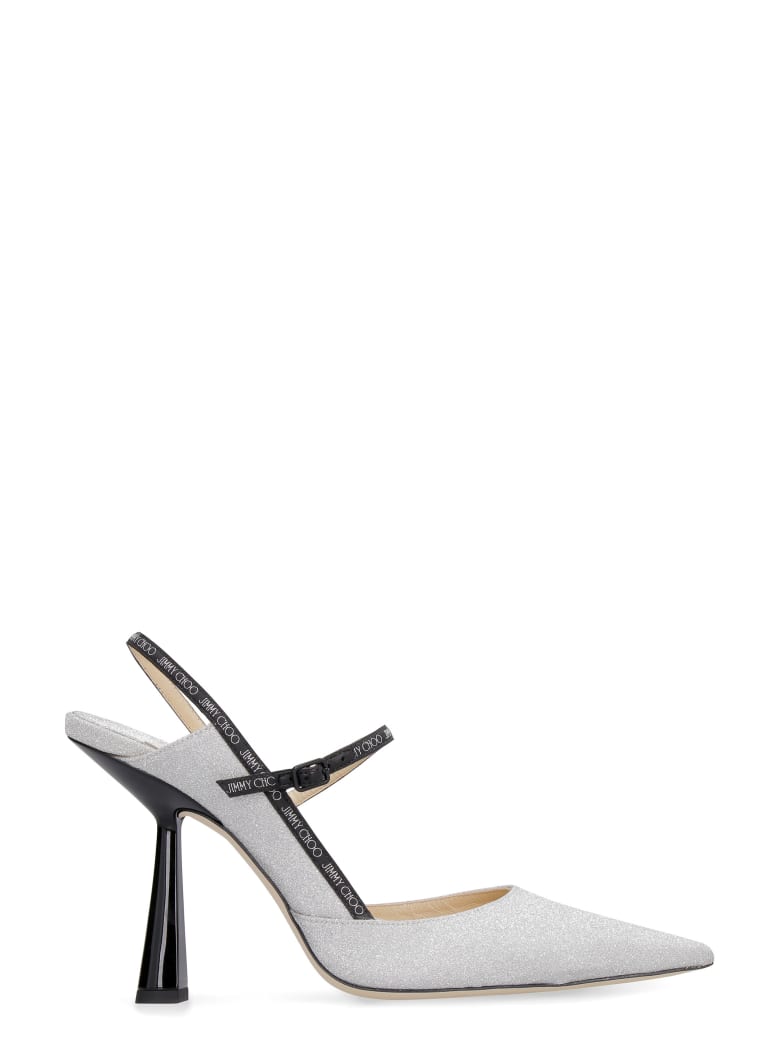 Jimmy Choo Ray 100 Glitter Slingback - silver
