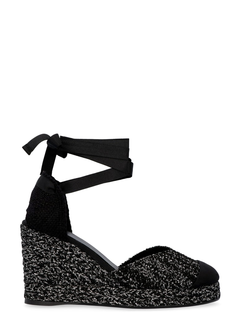Castañer Coco Jute Wedge Espadrilles - black