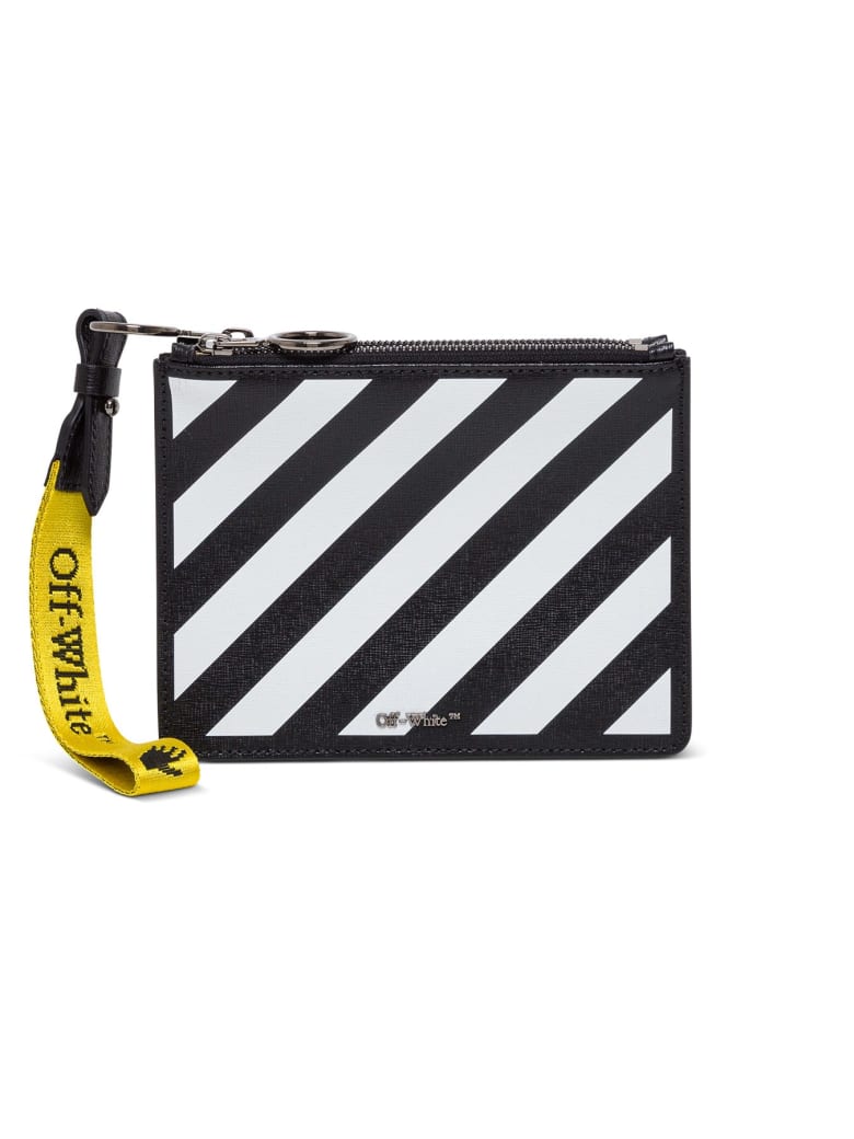Off-White Diagonal Leather Clutch - Black