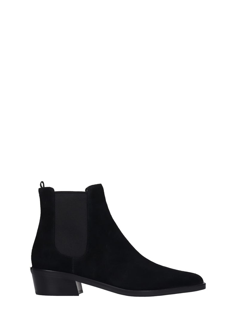 Low Heels Ankle Boots In Black Suede 