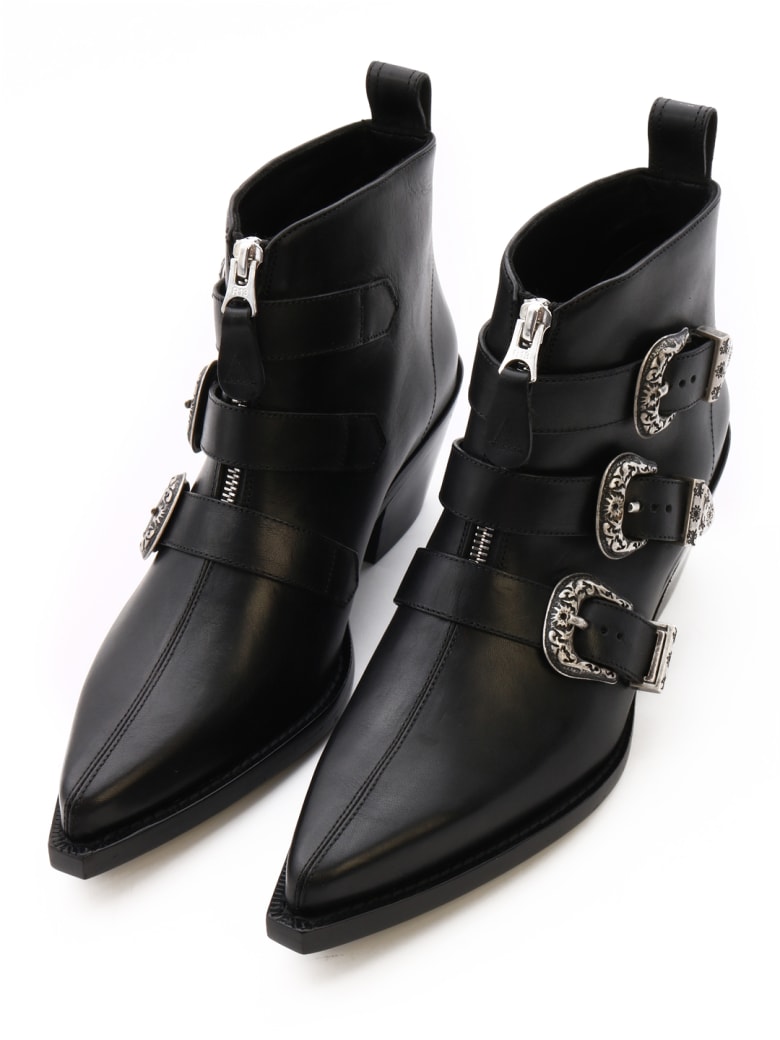 three buckle ankle boots