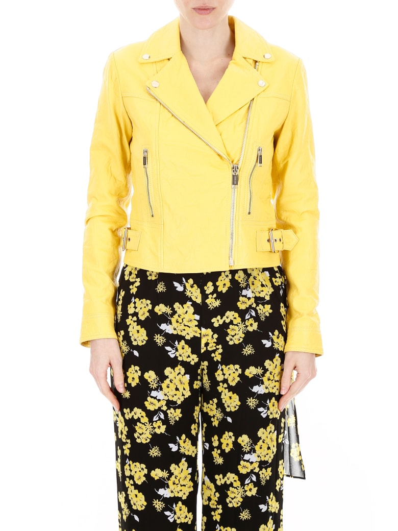 michael kors yellow leather jacket