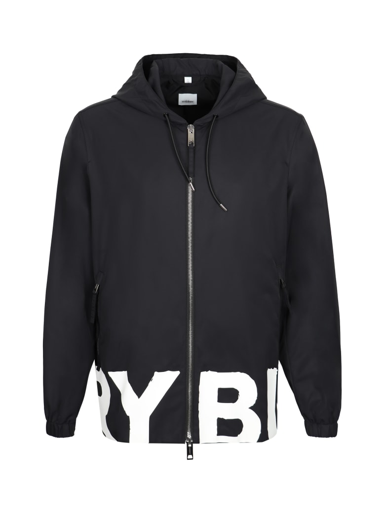 Burberry Hooded Windbreaker - black
