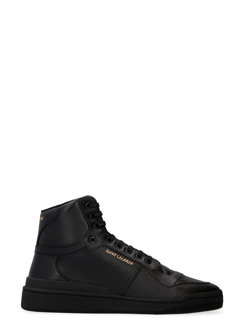 Saint Laurent Leather High-top Sneakers - black