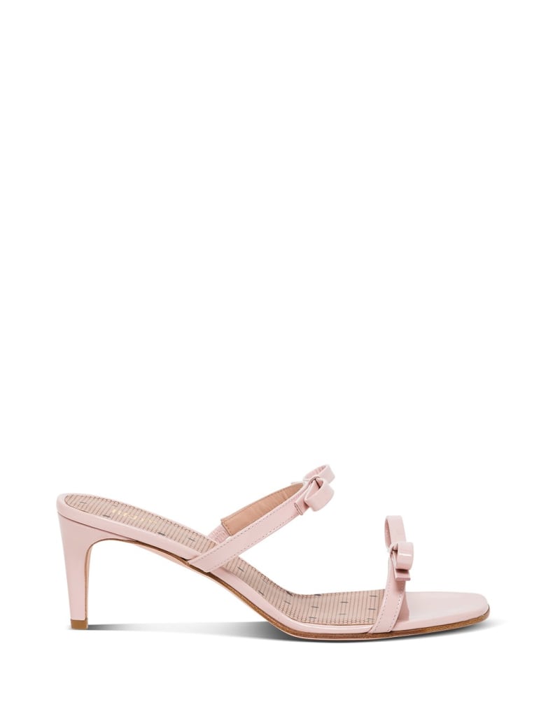 RED Valentino Pink Patent Mules With Bows - Pink