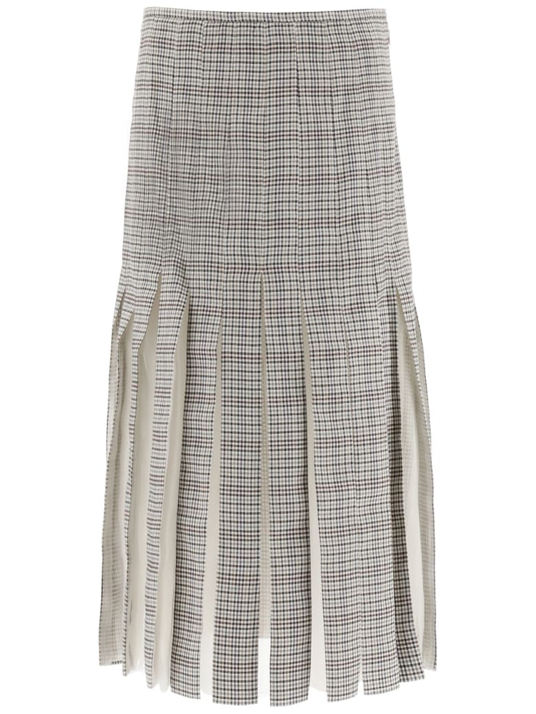 Gabriela Hearst Binka Midi Wool Skirt - MINI CHECK (Brown)