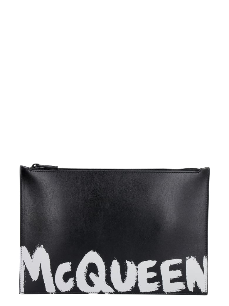 Alexander McQueen Logo Detail Flat Leather Pouch - black