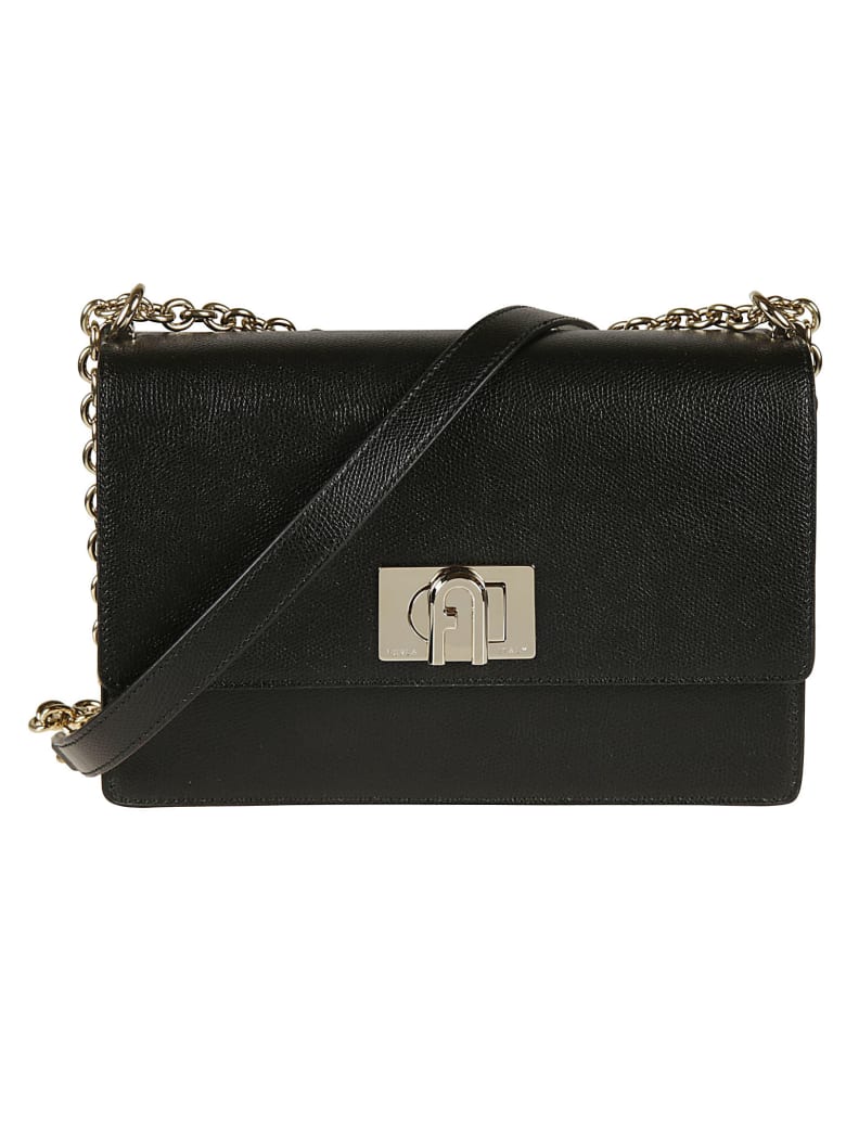 Furla Classic Flap Chain Shoulder Bag - Black