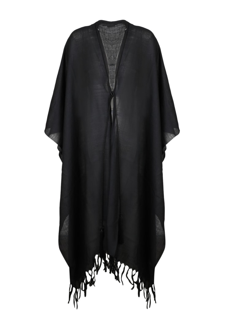 Saint Laurent Tassels Poncho - Black
