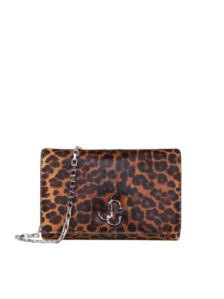 Jimmy Choo Jimmy Cho Varenne Clutch Shoulder Bag In Leopard Pony