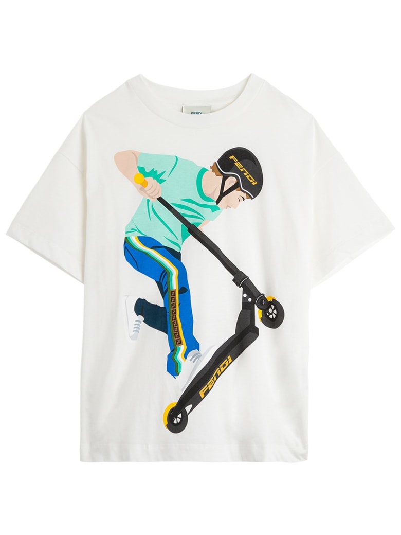 Fendi Mas Jersey T-shirt With Print - White