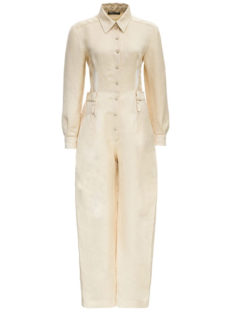 Alberta Ferretti Linen Suit In Ivory Colored - White