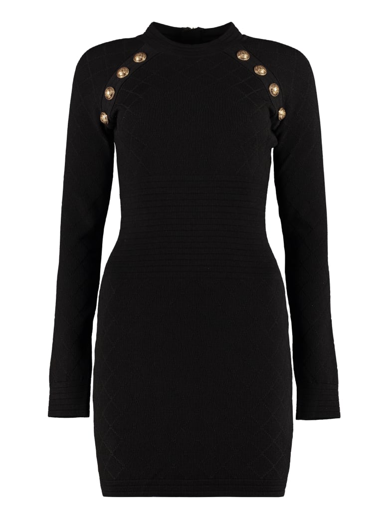 Balmain Jersey Sheath Dress - black