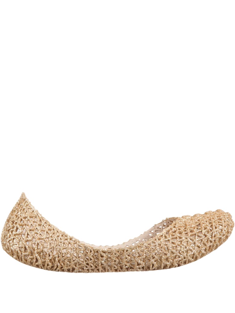 gold ballerina flats