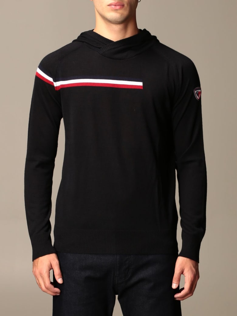 Rossignol Sweater Rossignol Hooded Sweater With Striped Band - Black