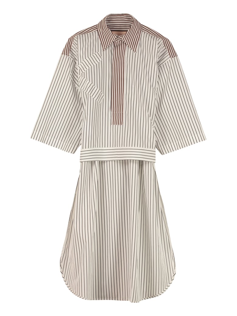 Plan C Striped Cotton Blouse - White