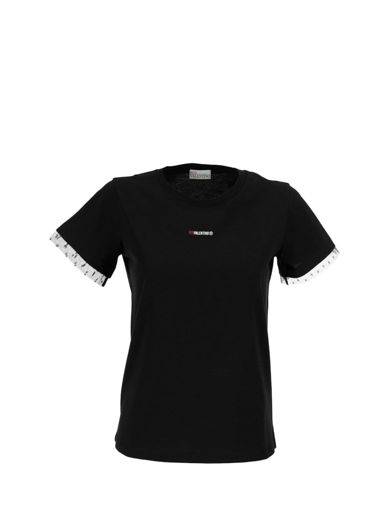 RED Valentino Logo Printed T-shirt Black - Black