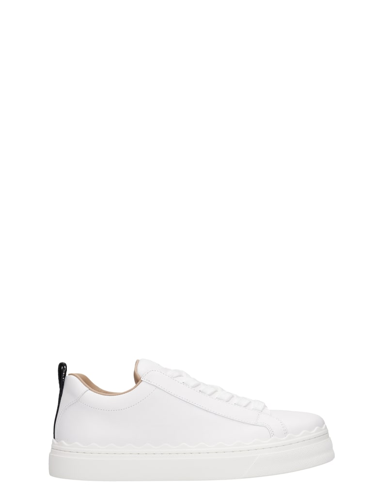 Chloé Lauren Sneakers In White Leather - Bianco