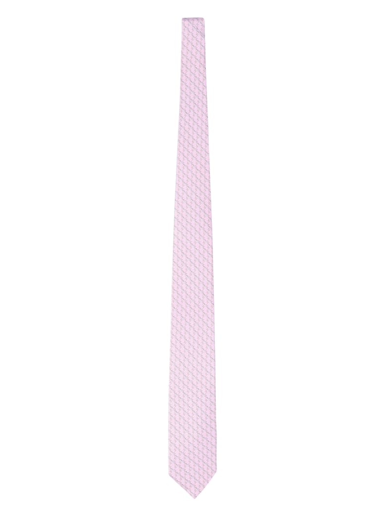 Salvatore Ferragamo Silk Tie With Micro Pattern - Pink