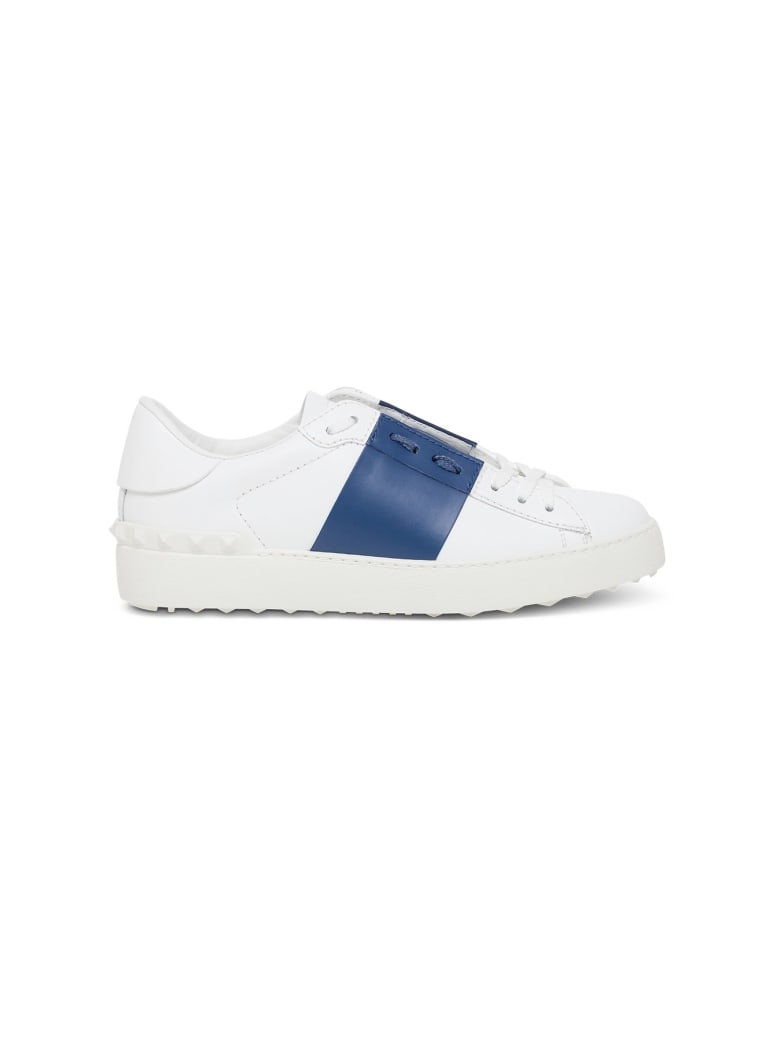 Valentino Garavani Open Sneakers In White Leather - Blu